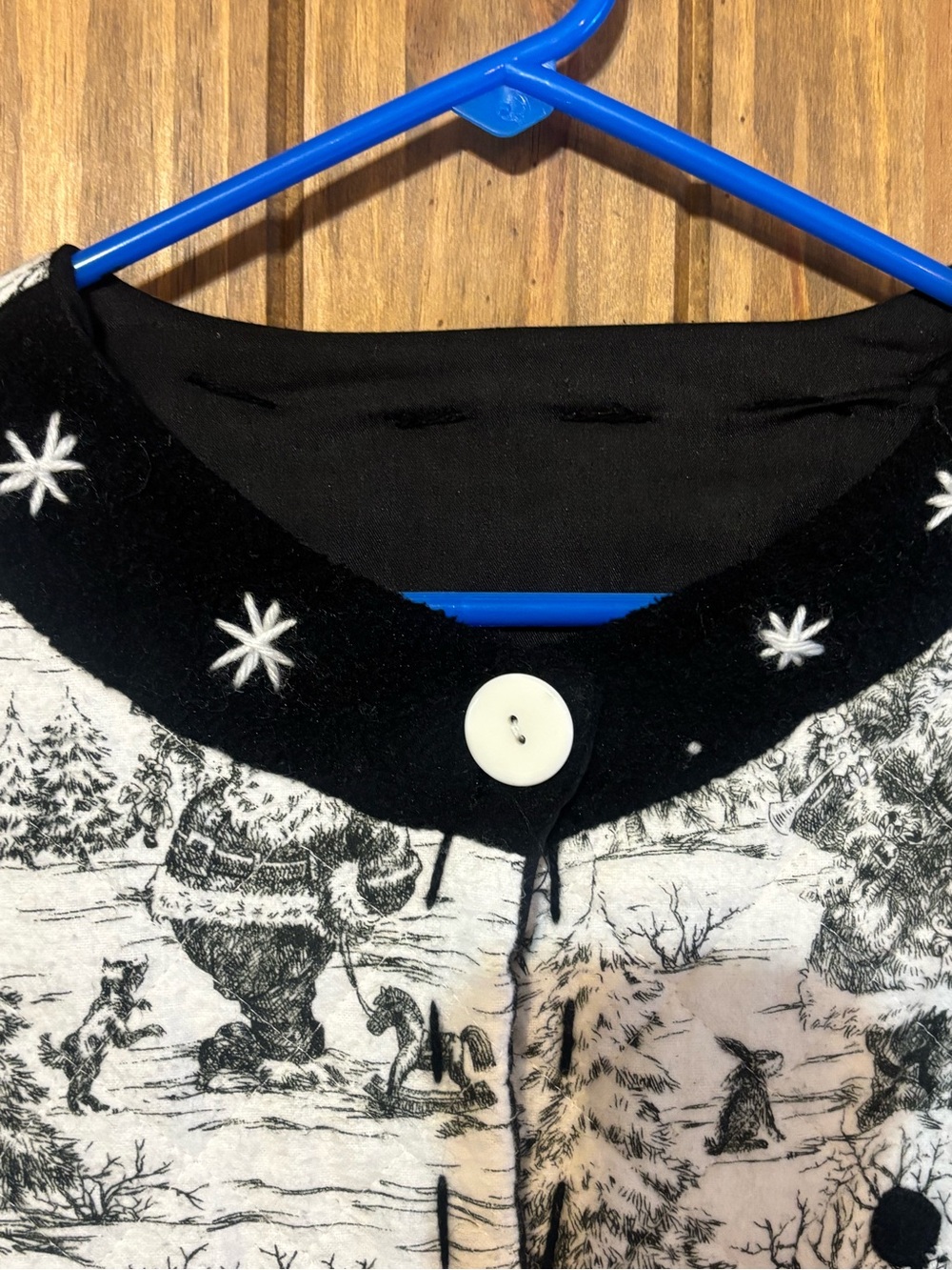 Vintage Quilted Snowman Christmas Jacket Black White Applique Winter Coat L - Picture 4 of 12